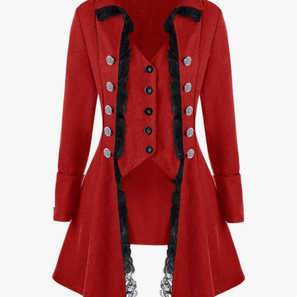 Women’s Plus Red Pirate/Gothic Tailcoat Jacket (XXXL). Halloween